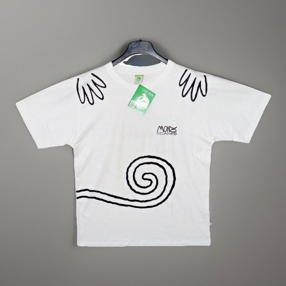 Linea Verde Men XL Mono Ecuador Monkey Graphic T-Shirt Art White Cotton Tactile